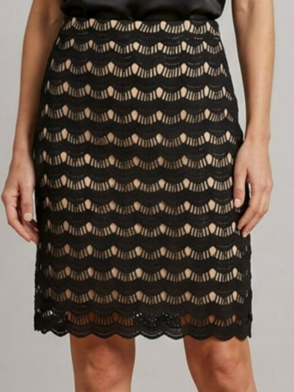 kate spade Scalloped 100% Cotton Black Lace Skirt Size 6